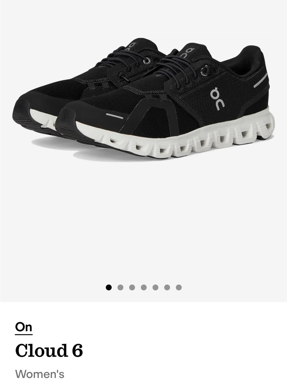 On Running Women's Cloud 6 Athletic Shoes — Black and White